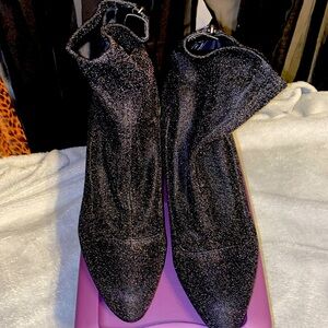 Black Glitter Ankle Boots